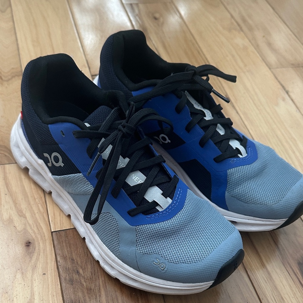 On Running Navy and Light Blue Athletic Shoes